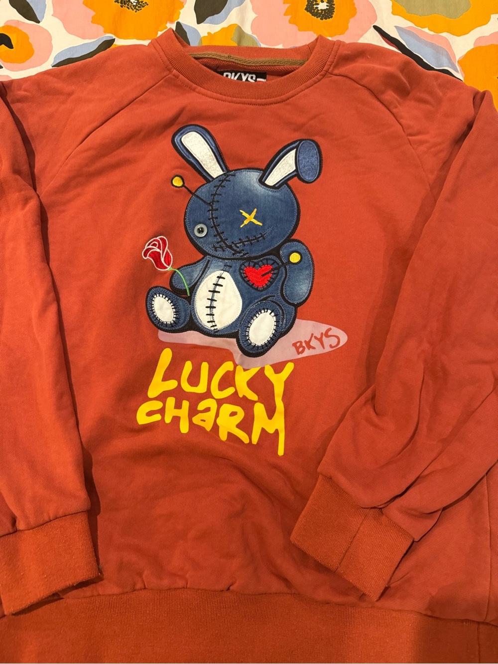 BKYS 'Lucky Charm' Orange Graphic Sweatshirt Mens size M
